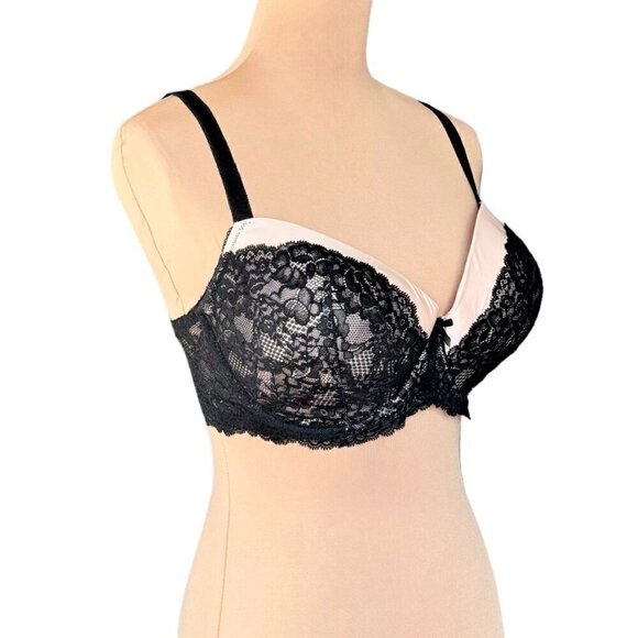 NWOT Victoria’s Secret Pink Black Lace Molded Cups Underwire Bra Sz. 36DDD - Picture 2 of 13